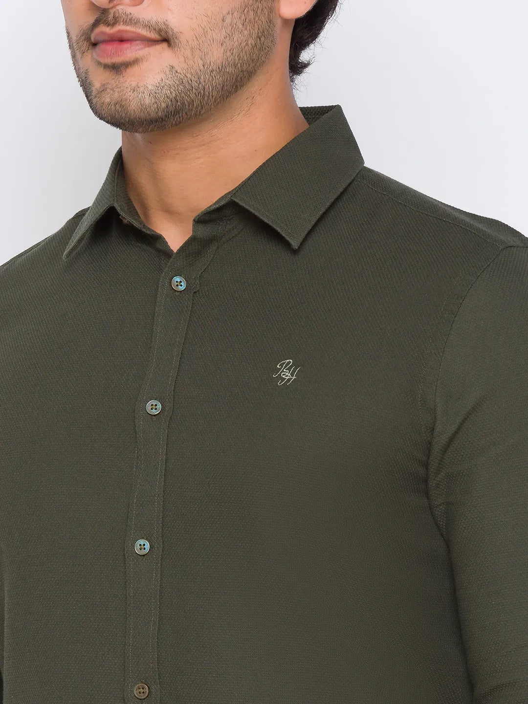 Green Regular Fit Men's Long Sleeves T-Shirt by Being Human Clothing