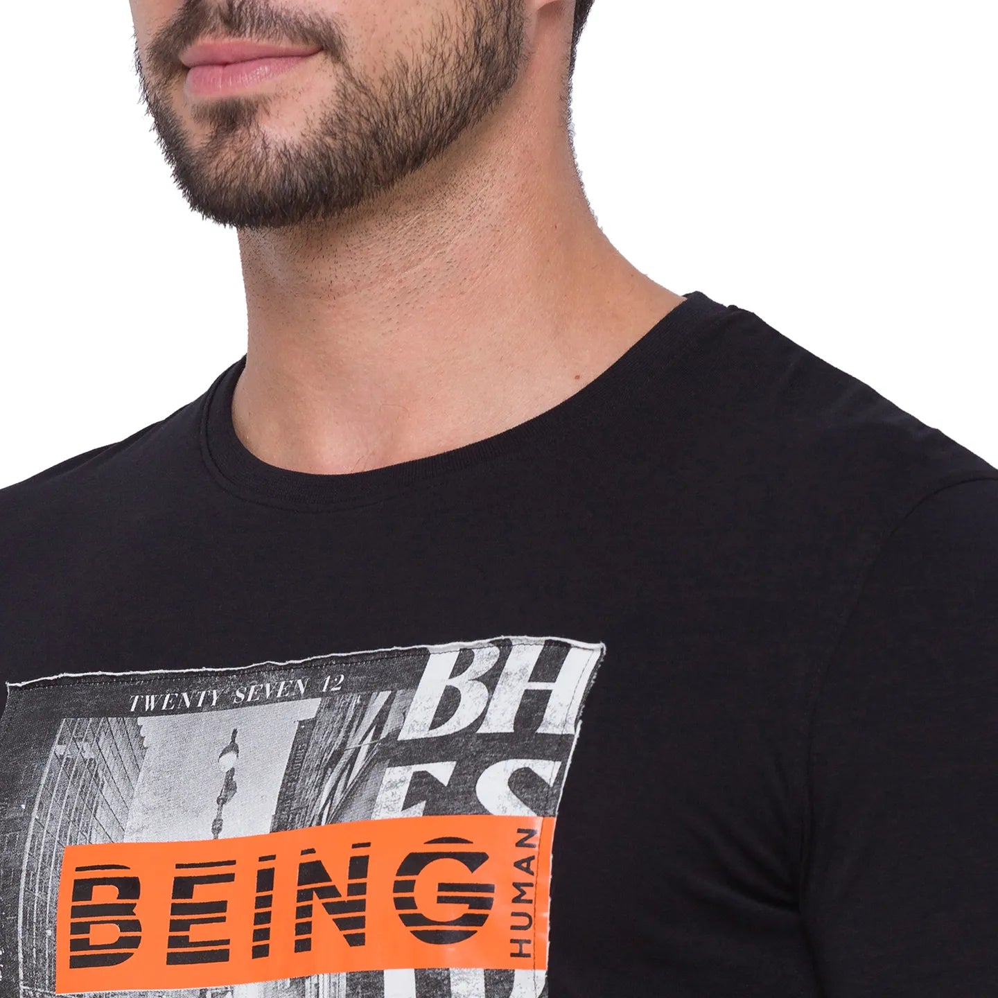 Being Human Clothing Men Regular Fit Crew Neck T-Shirts-Black