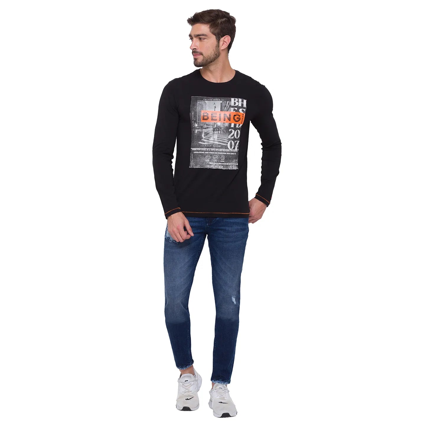 Being Human Clothing Men Regular Fit Crew Neck T-Shirts-Black