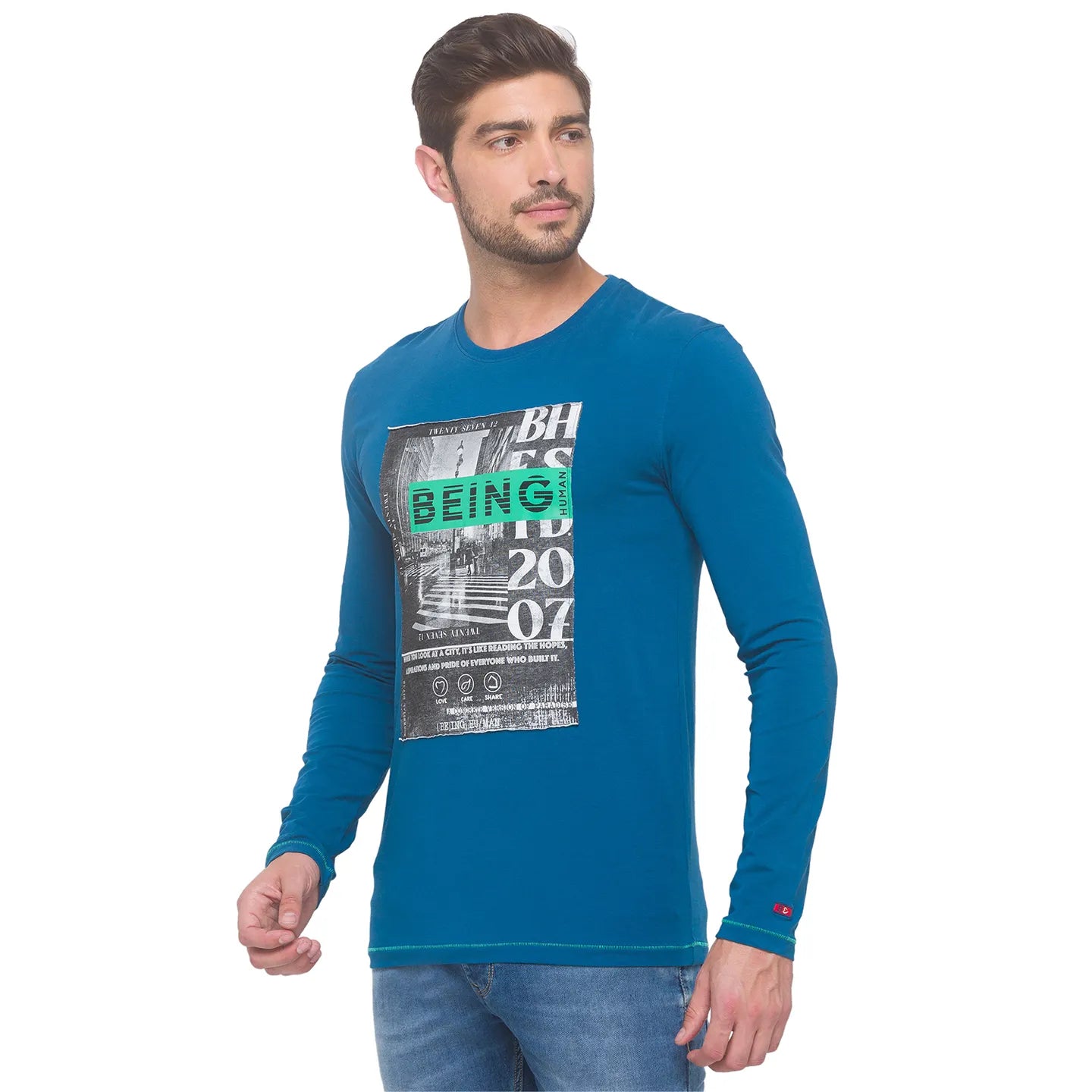 Being Human Clothing Men Regular Fit Crew Neck T-Shirts-Marine Blue