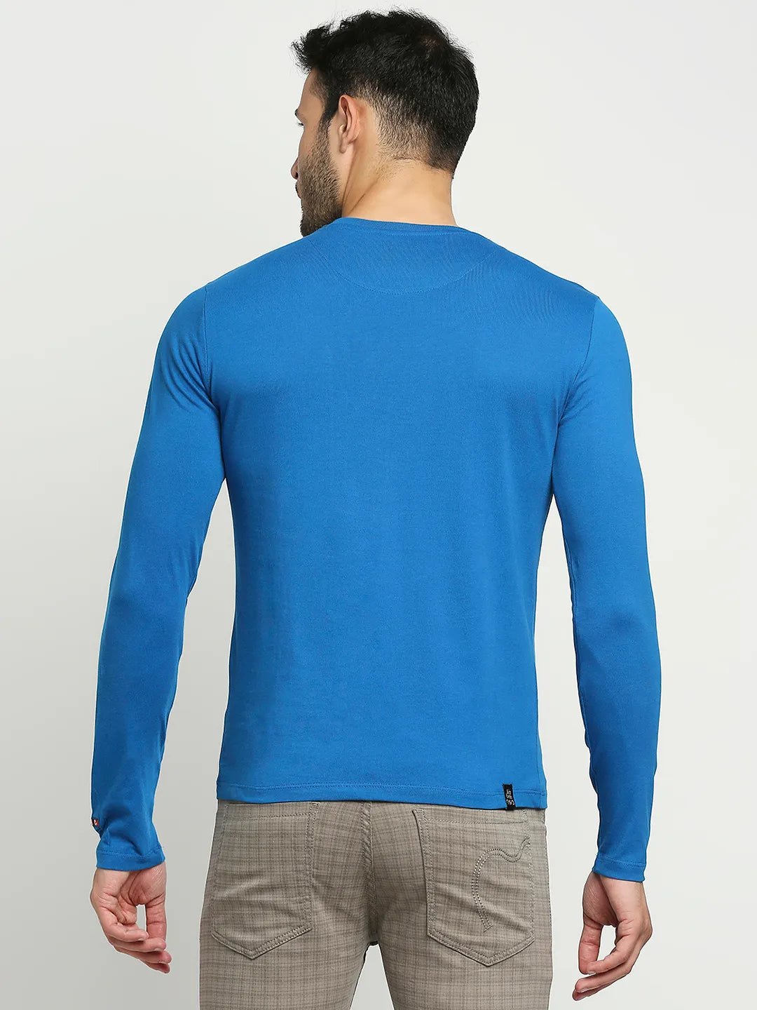 Blue Regular Fit Men's Long Sleeves T-Shirt by Being Human Clothing
