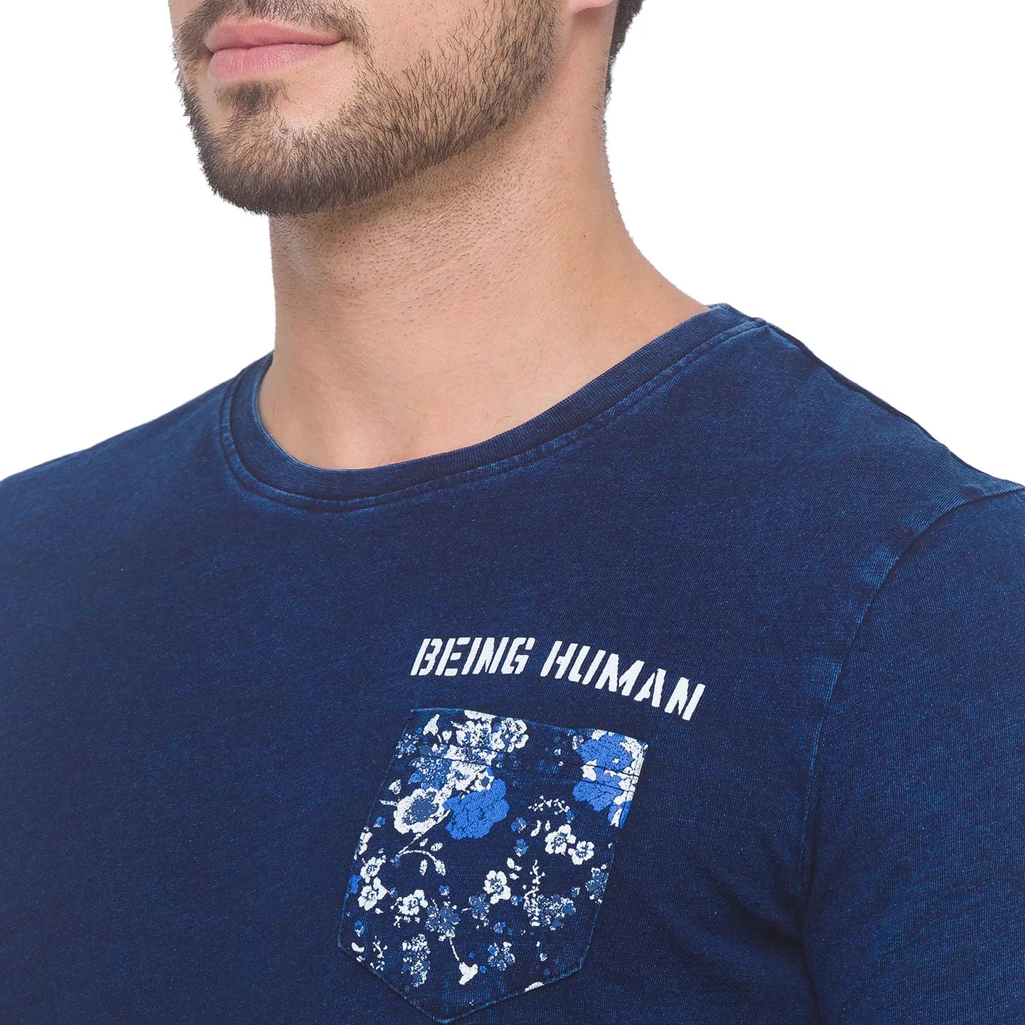 Blue Regular Fit Men's Long Sleeves T-Shirt by Being Human Clothing