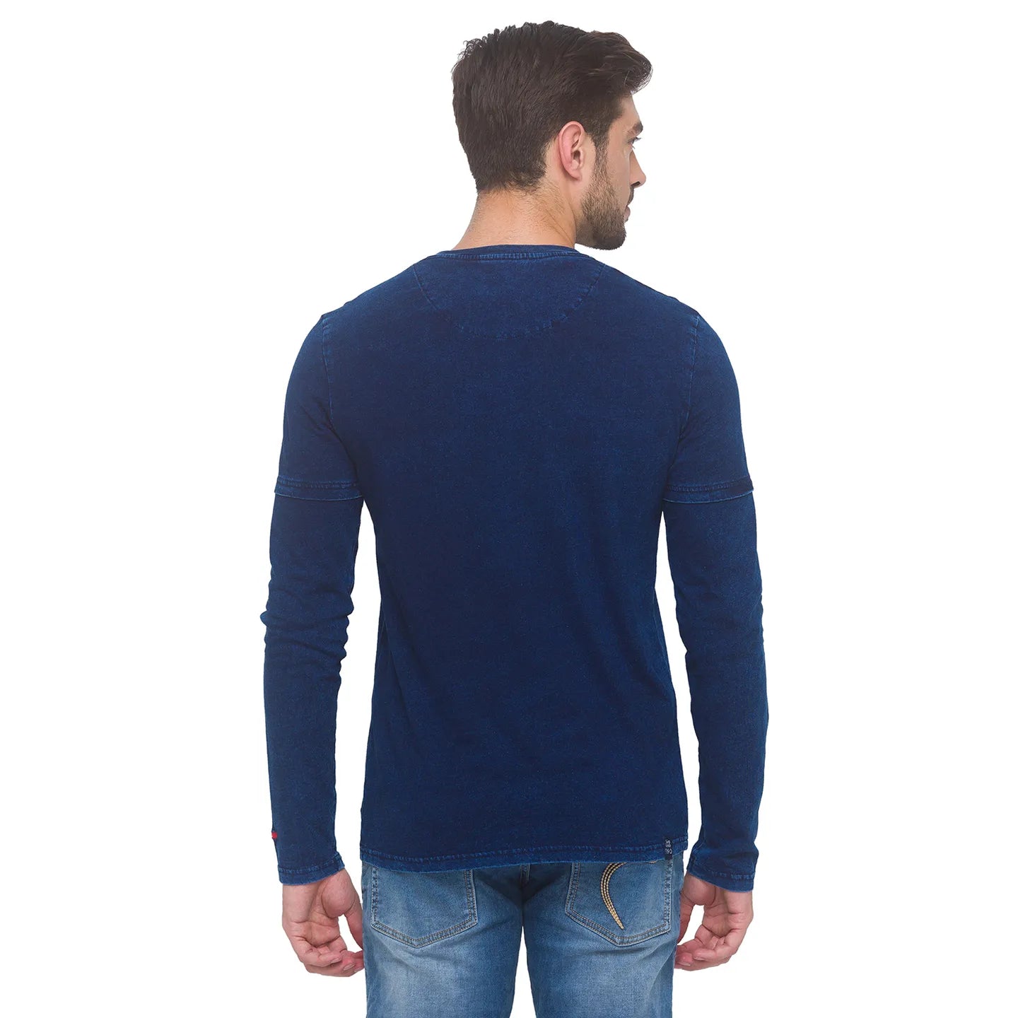 Blue Regular Fit Men's Long Sleeves T-Shirt by Being Human Clothing