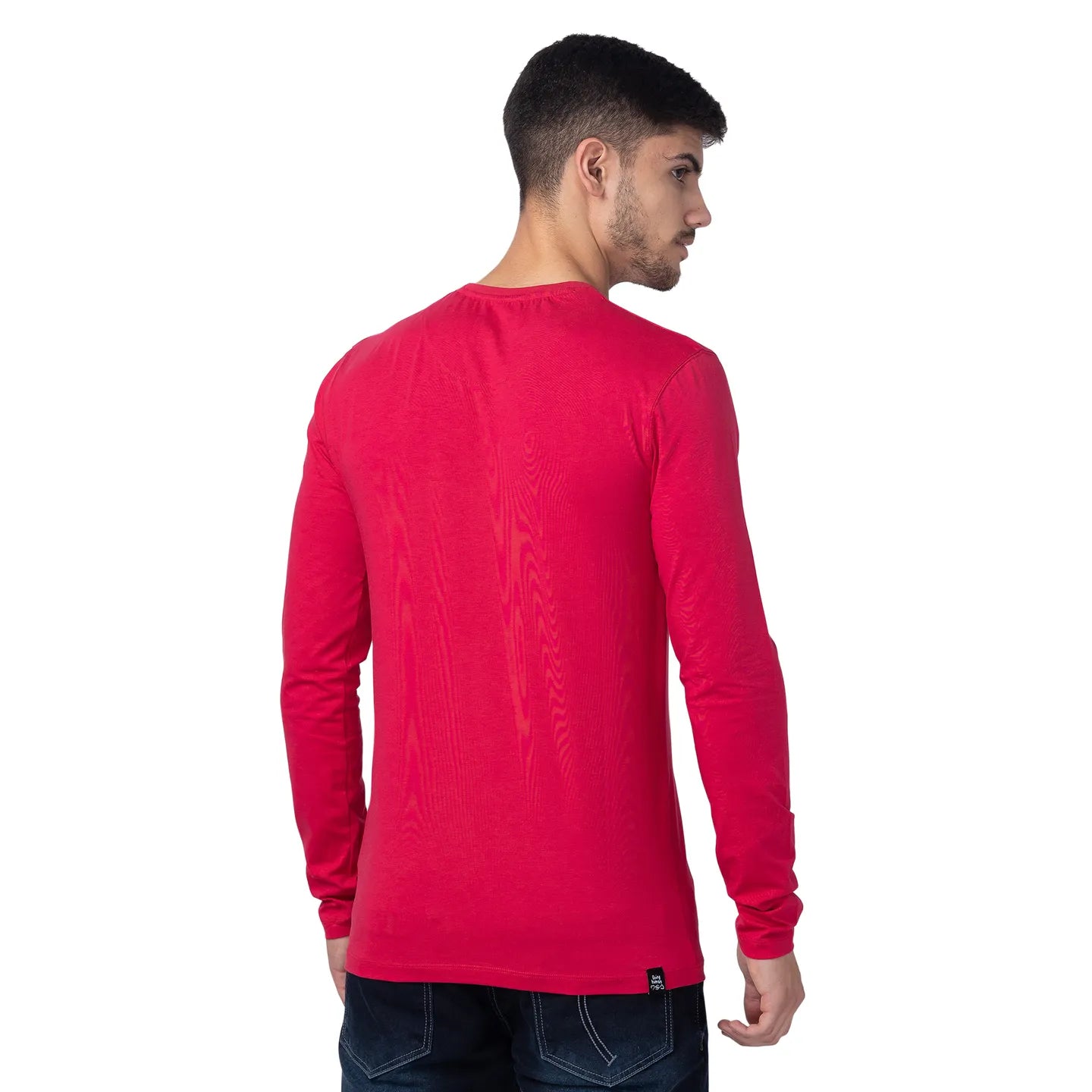 Red Regular Fit Men's Long Sleeves T-Shirt by Being Human Clothing