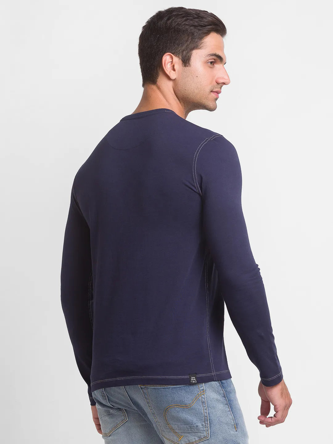 Being Human Clothing Men Slim Fit Crew Neck T-Shirts-Navy