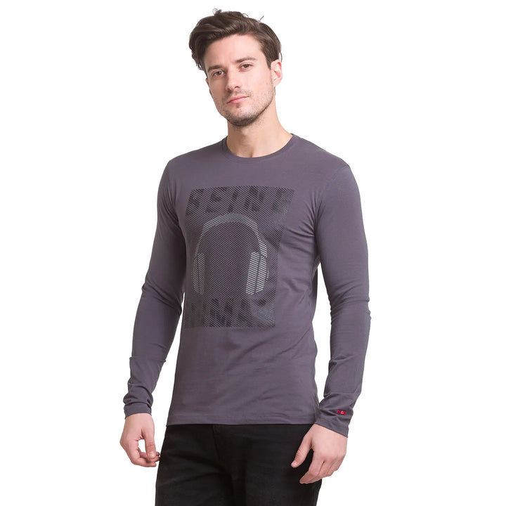 Charcoal Regular Fit Round Neck Men's T-Shirt by Being Human Clothing