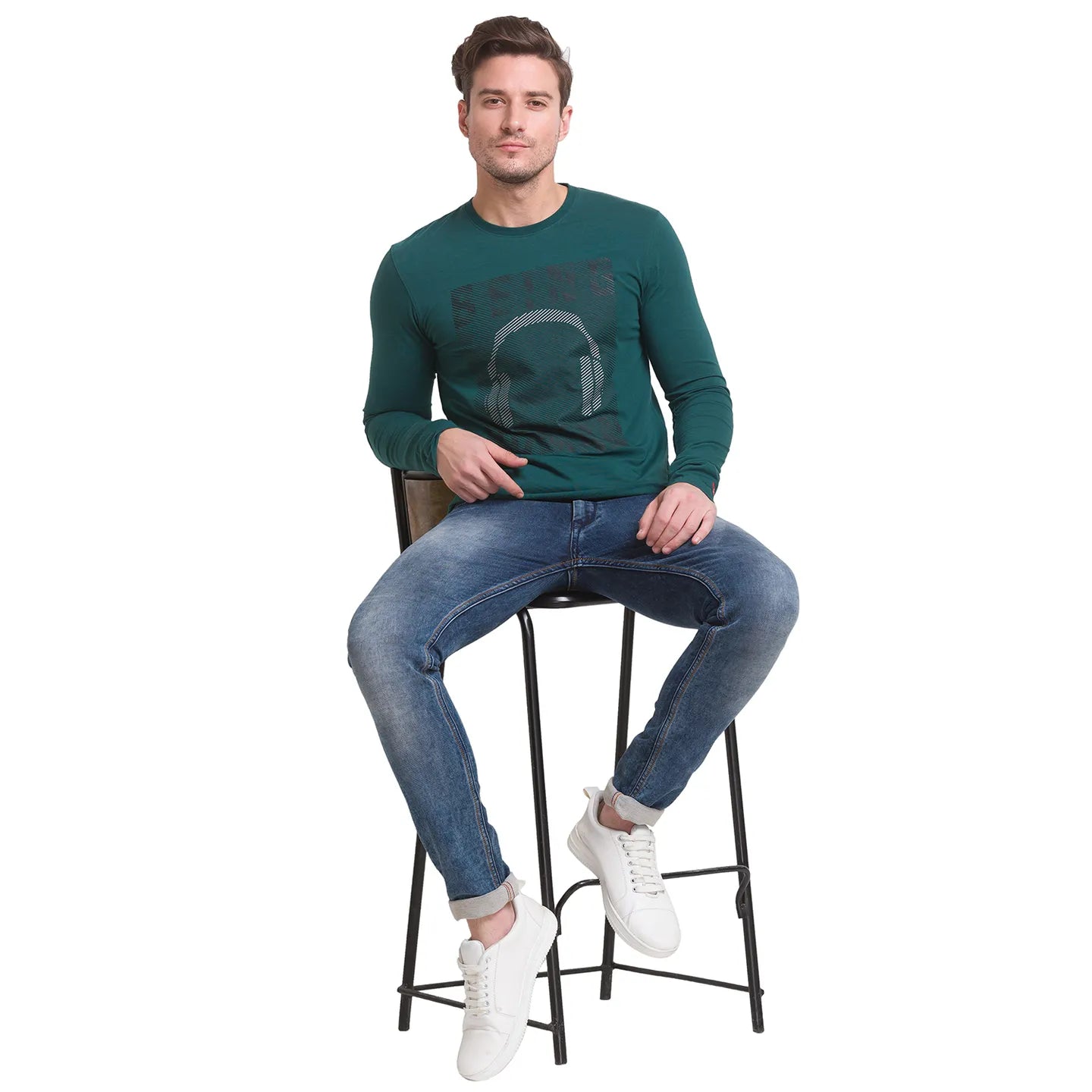 Forest Green Regular Fit Round Neck Men's T-Shirt by Being Human Clothing