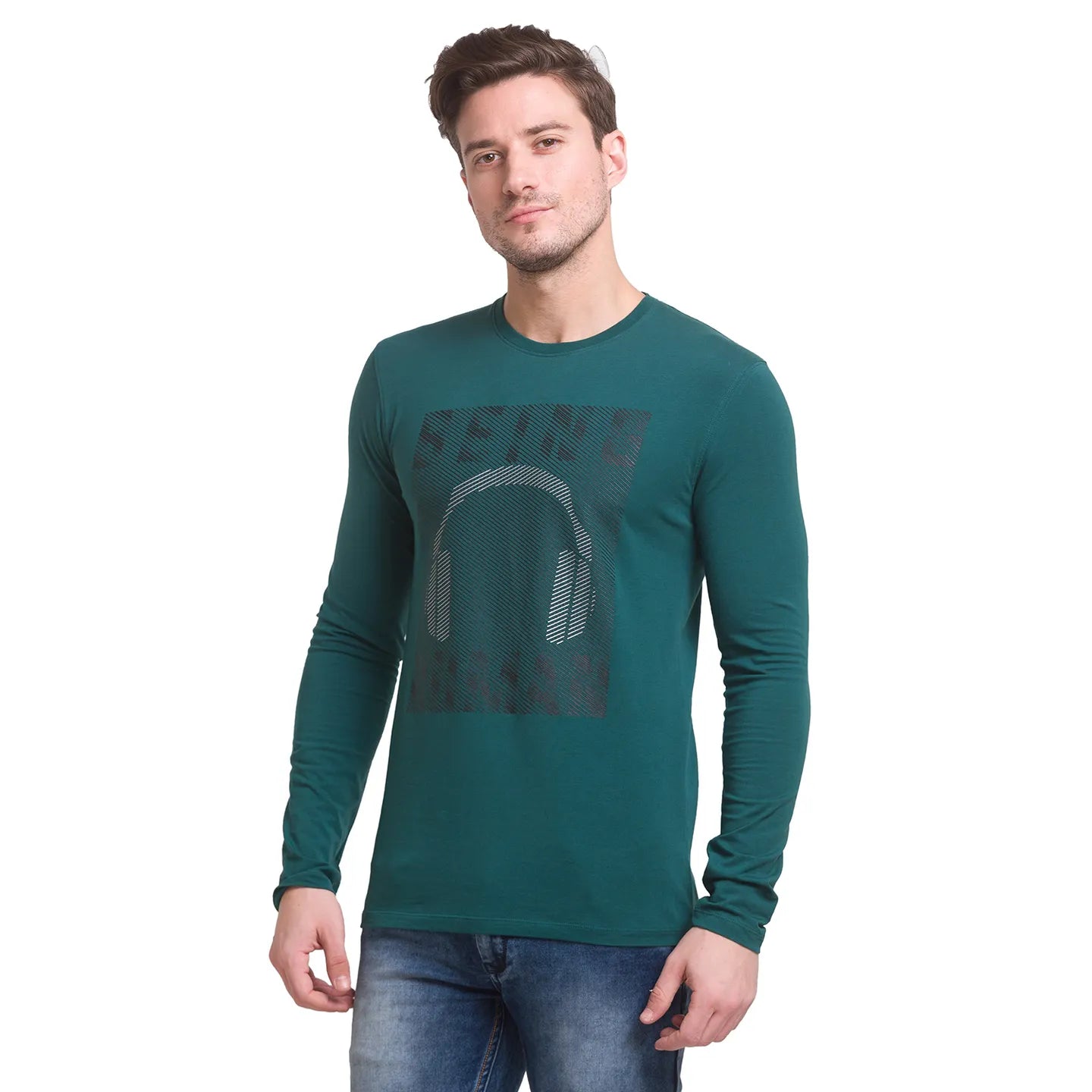 Forest Green Regular Fit Round Neck Men's T-Shirt by Being Human Clothing
