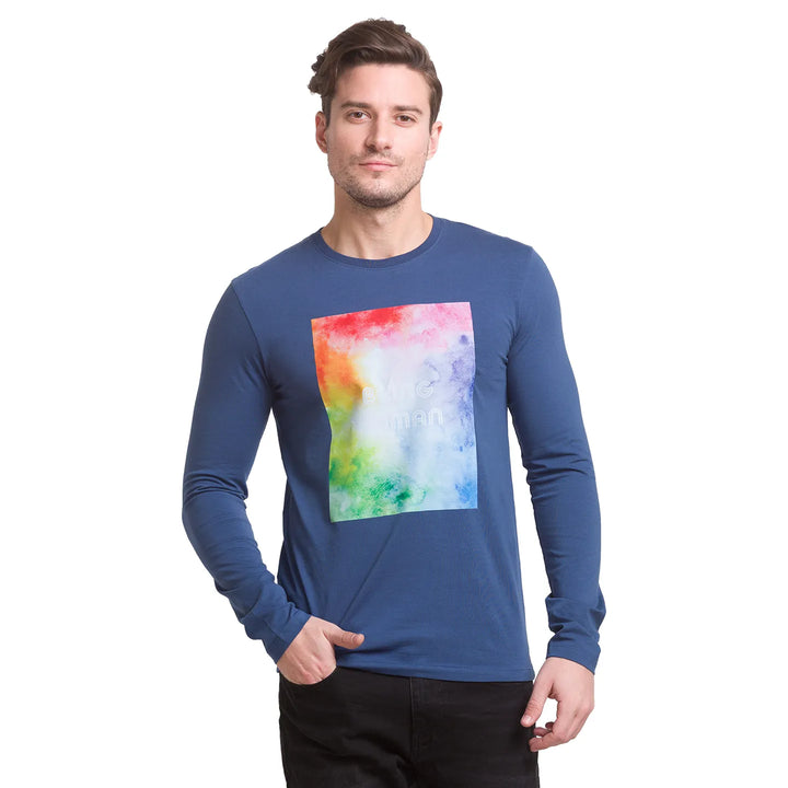 Ocean Blue Regular Fit Round Neck Men's T-Shirt by Being Human Clothing