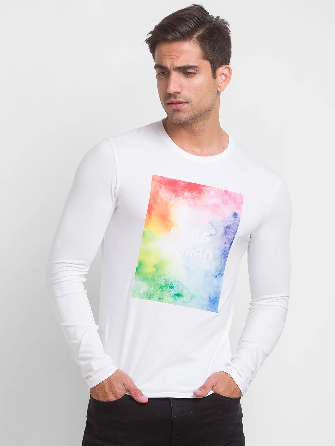 Being Human Clothing Men Regular Fit Crew Neck T-Shirts-White