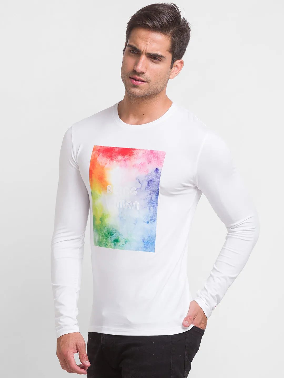 Being Human Clothing Men Regular Fit Crew Neck T-Shirts-White