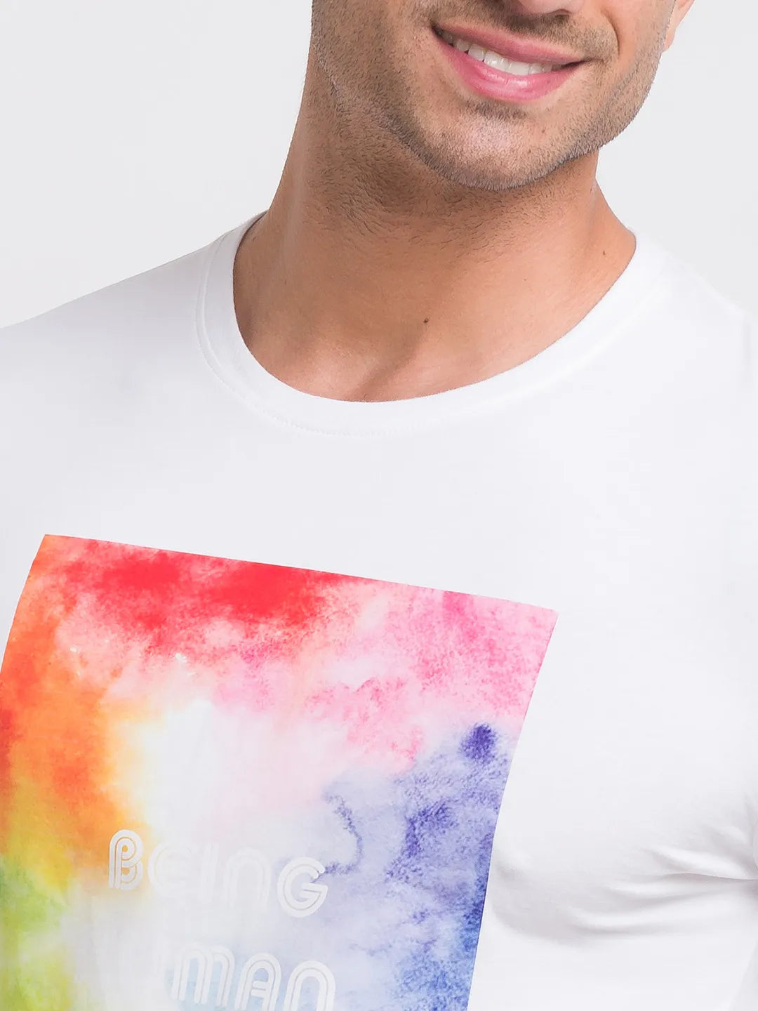Being Human Clothing Men Regular Fit Crew Neck T-Shirts-White