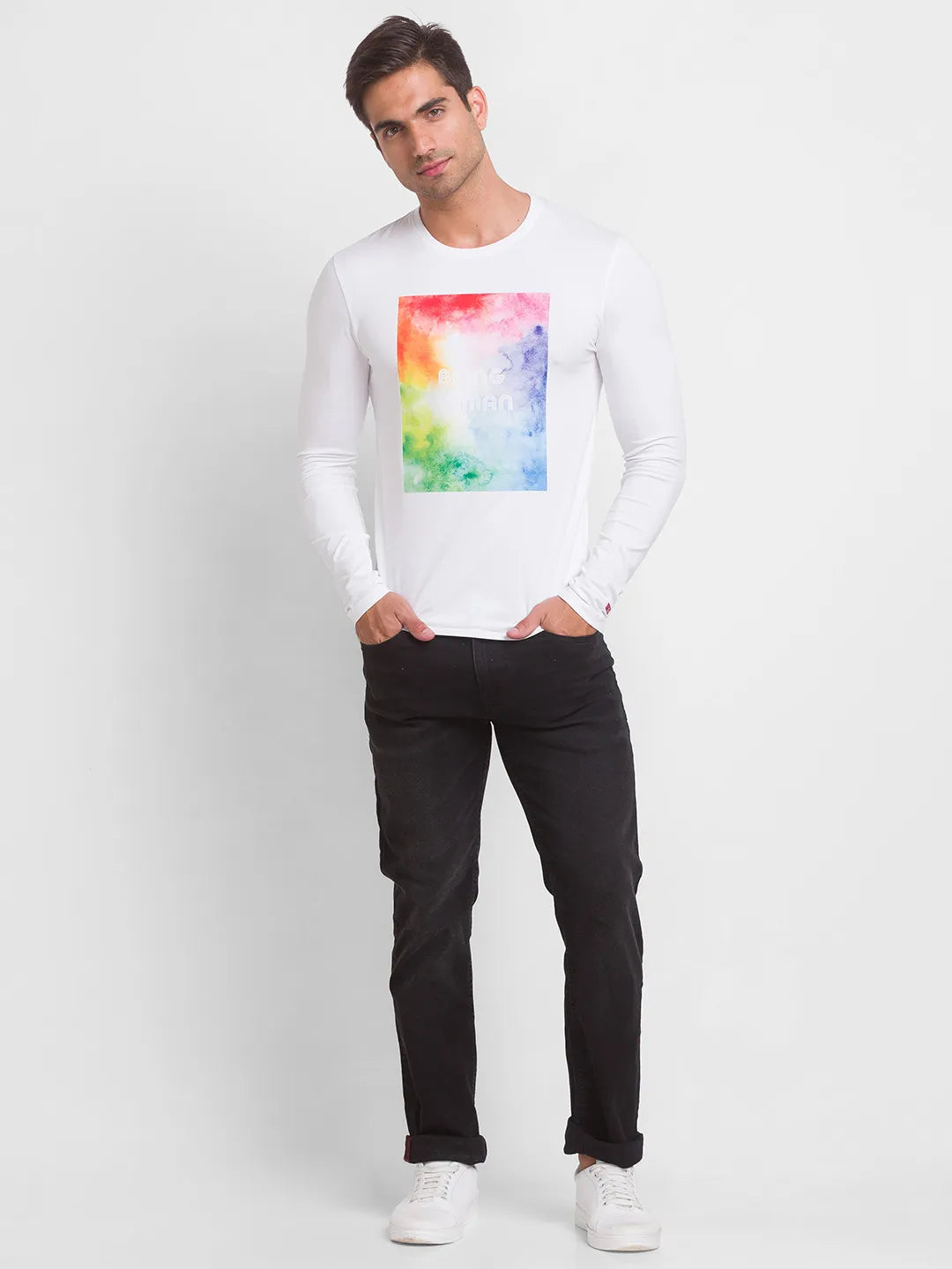 Being Human Clothing Men Regular Fit Crew Neck T-Shirts-White