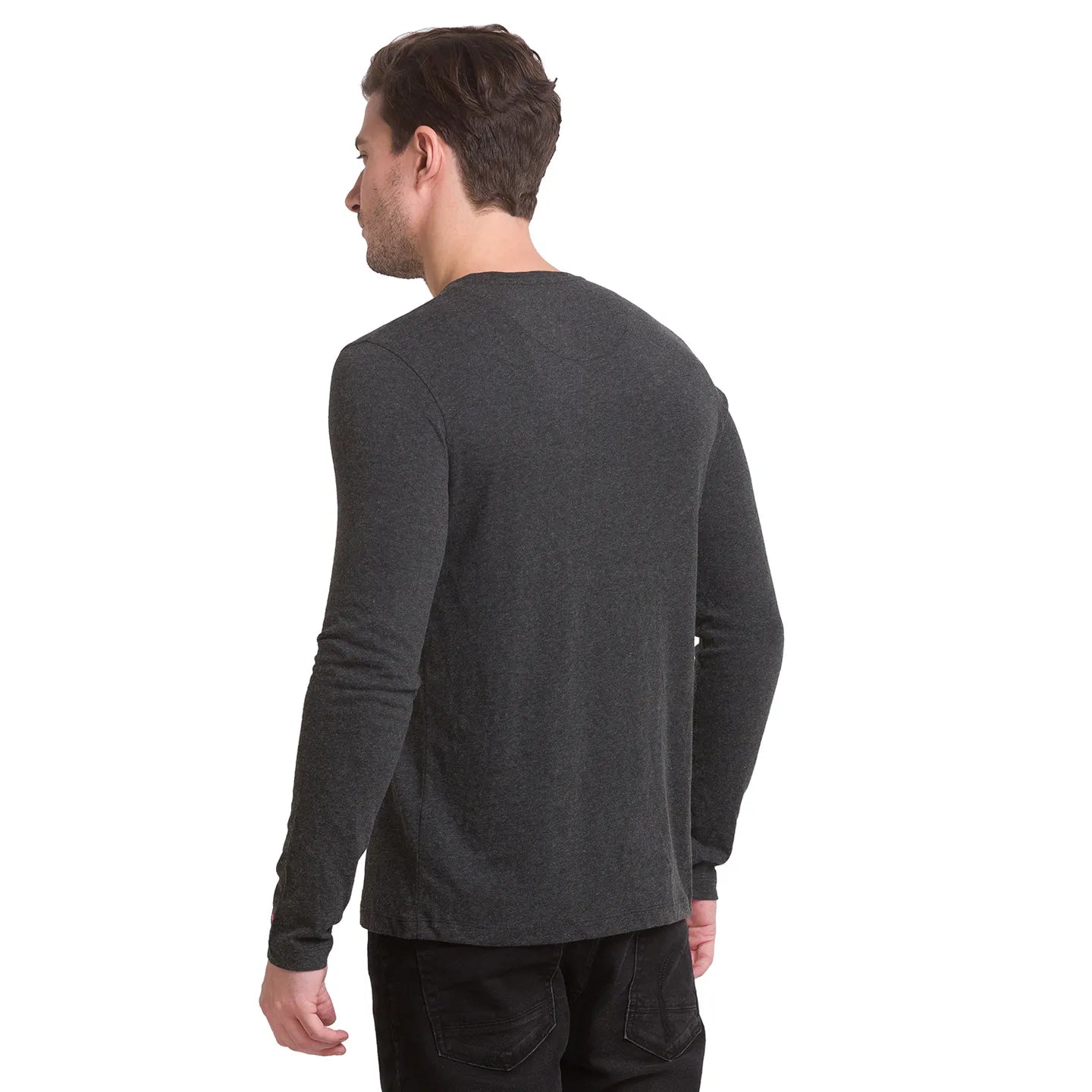 Being Human Clothing Men Slim Fit Crew Neck T-Shirts-Anthra Melange