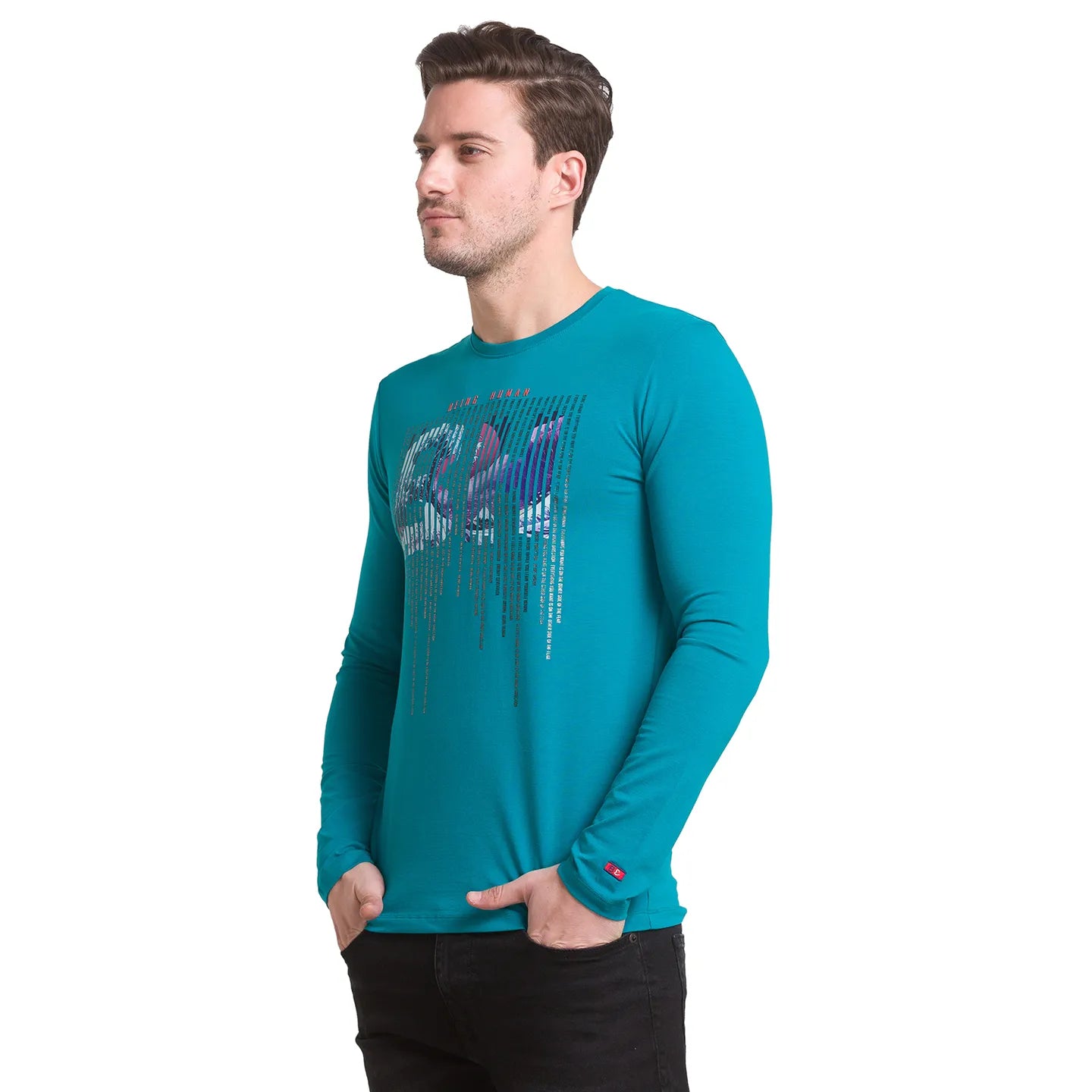 Teal Green Regular Fit Round Neck Men's T-Shirt by Being Human Clothing