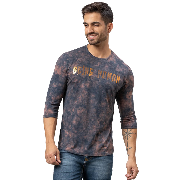Blue Slim Fit Men's Long Sleeves T-Shirt by Being Human Clothing