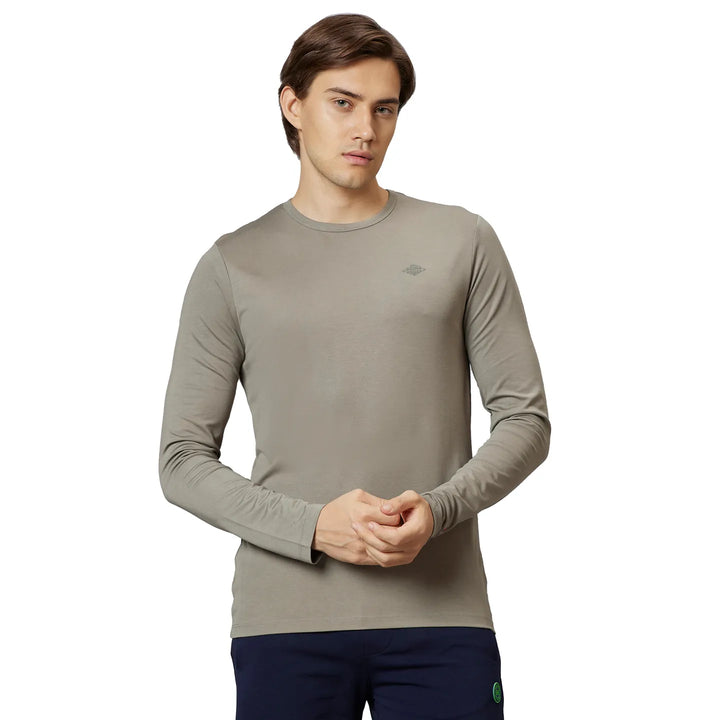Grey Regular Fit Men's Long Sleeves T-Shirt by Being Human Clothing