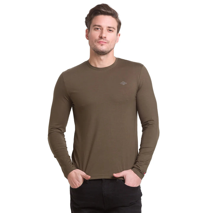 Military Green Regular Fit Round Neck Men's T-Shirt by Being Human Clothing