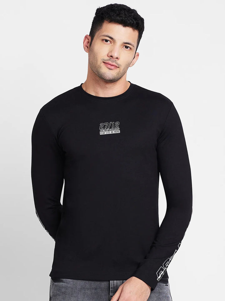 Black Round Neck Men's T-Shirt by Being Human Clothing