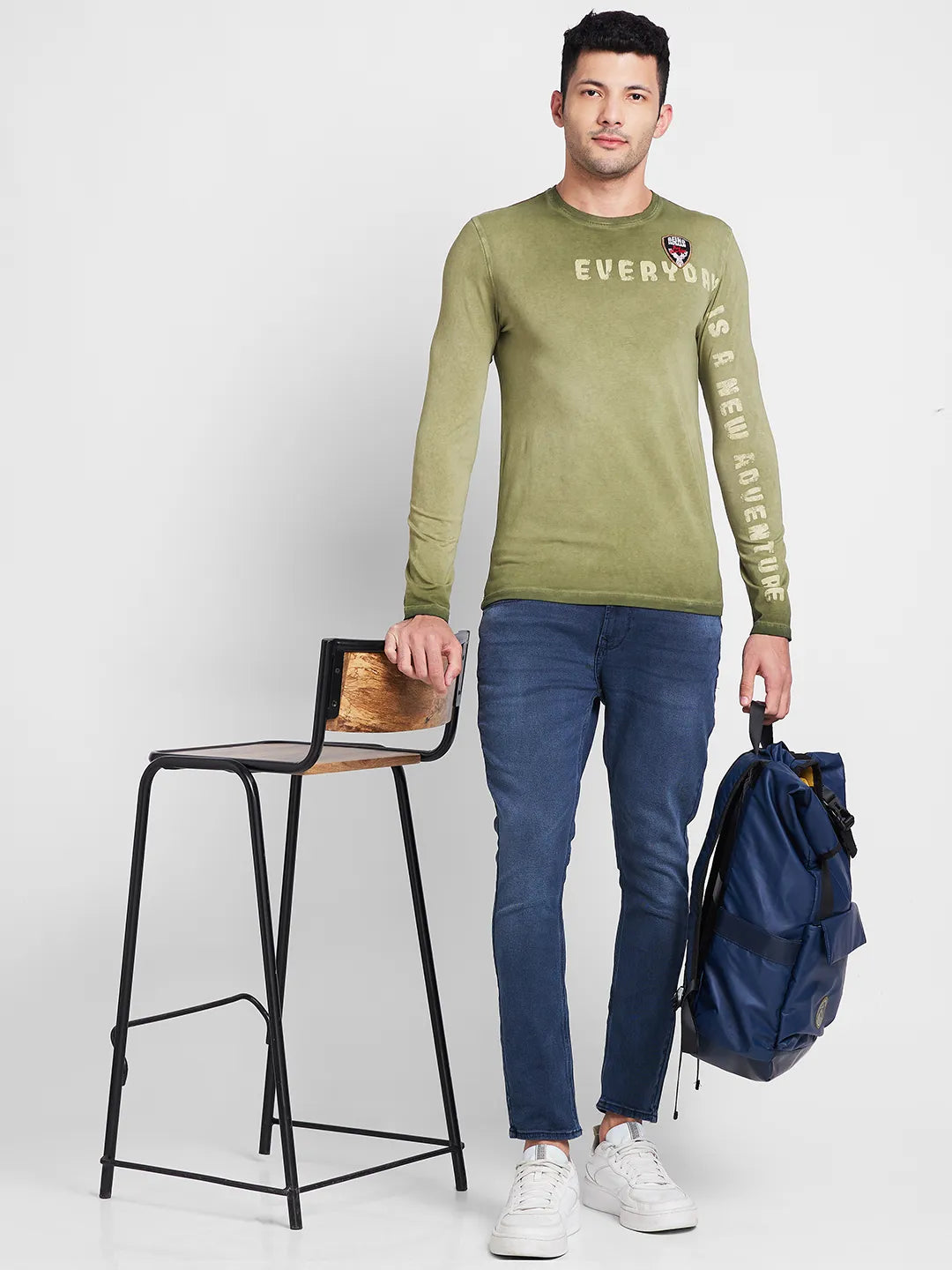 Olive Regular Fit Round Neck Men's T-Shirt by Being Human Clothing