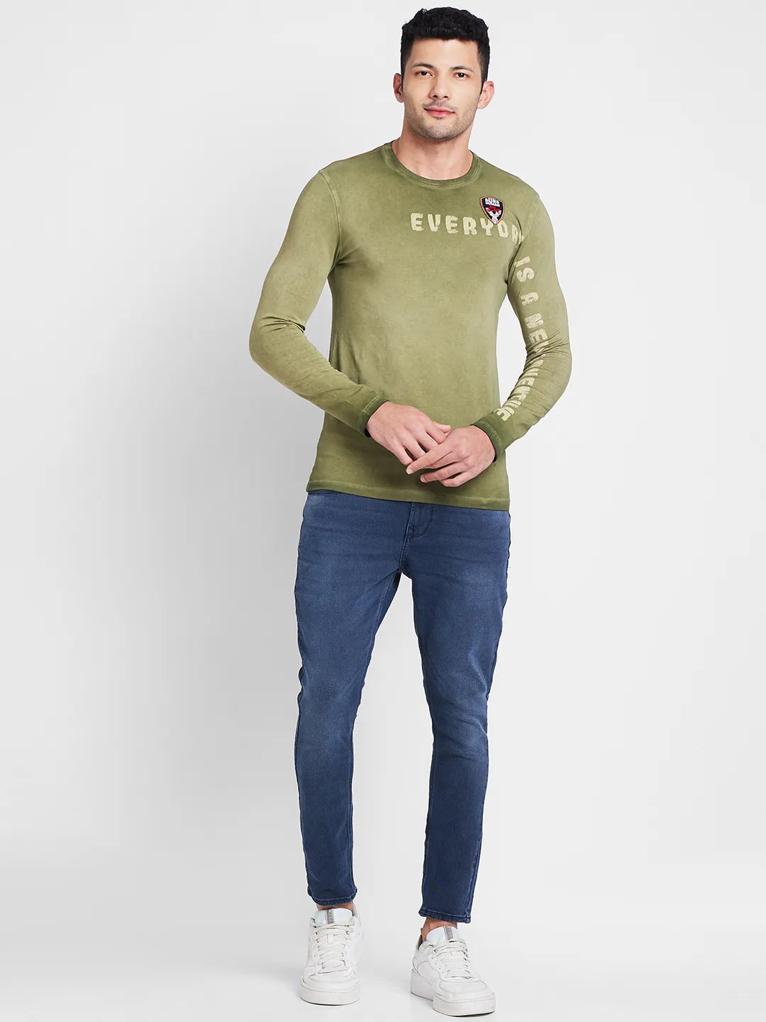 Olive Regular Fit Round Neck Men's T-Shirt by Being Human Clothing
