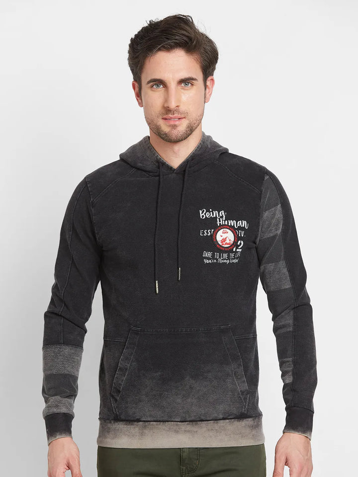 Black Regular Fit Men's Long Sleeves T-Shirt by Being Human Clothing
