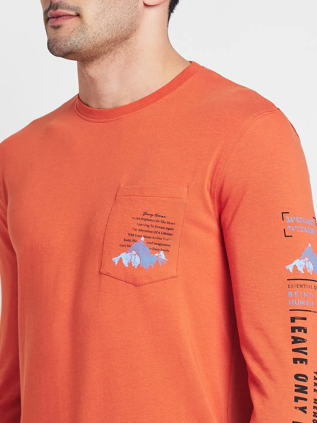 Rust Regular Fit Round Neck Men's T-Shirt by Being Human Clothing