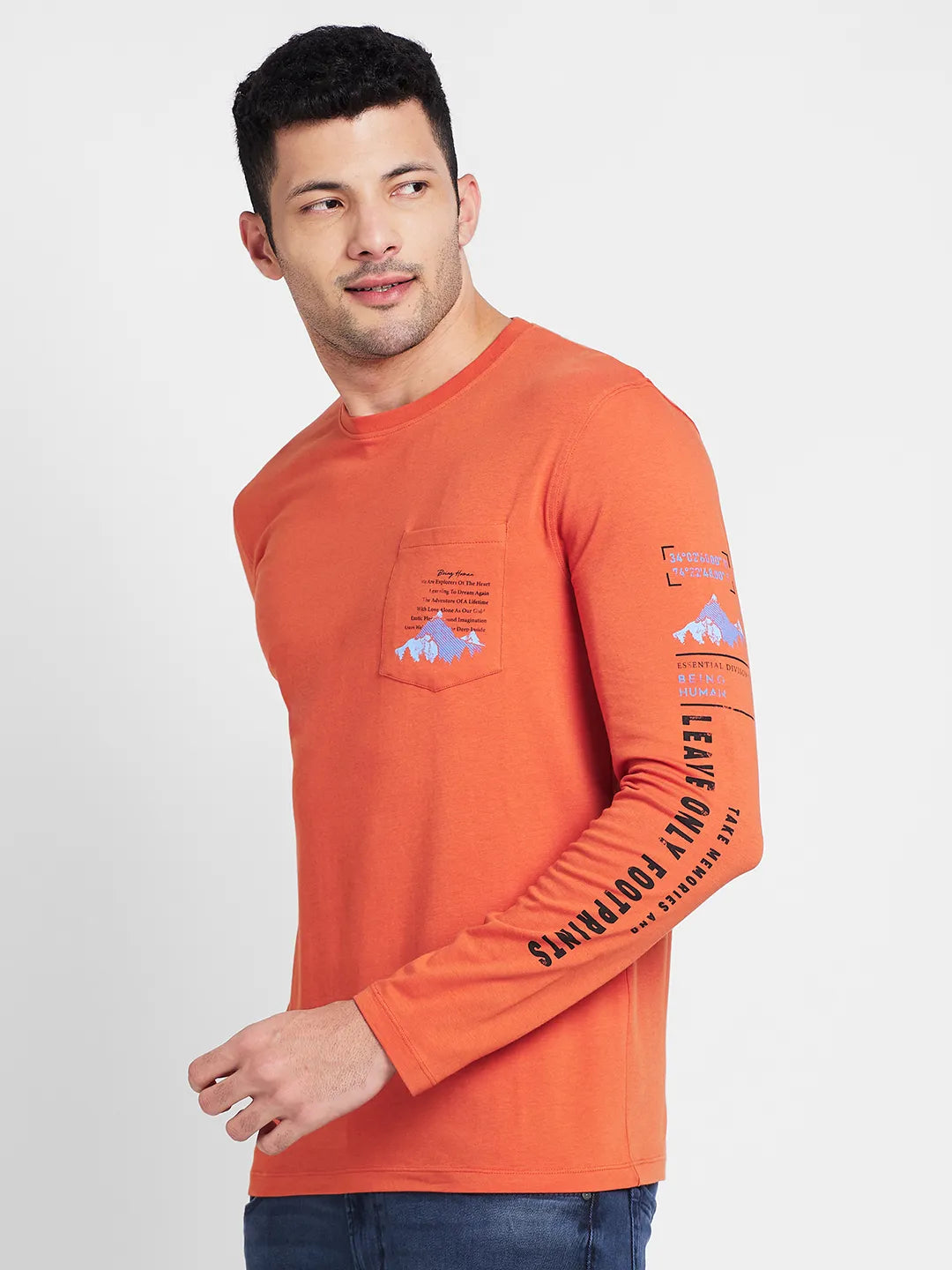 Rust Regular Fit Round Neck Men's T-Shirt by Being Human Clothing