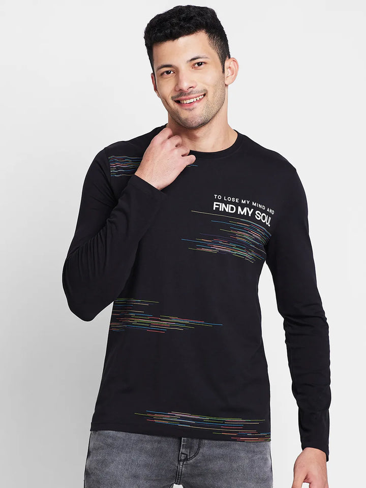 Black Regular Fit Round Neck Men's T-Shirt by Being Human Clothing