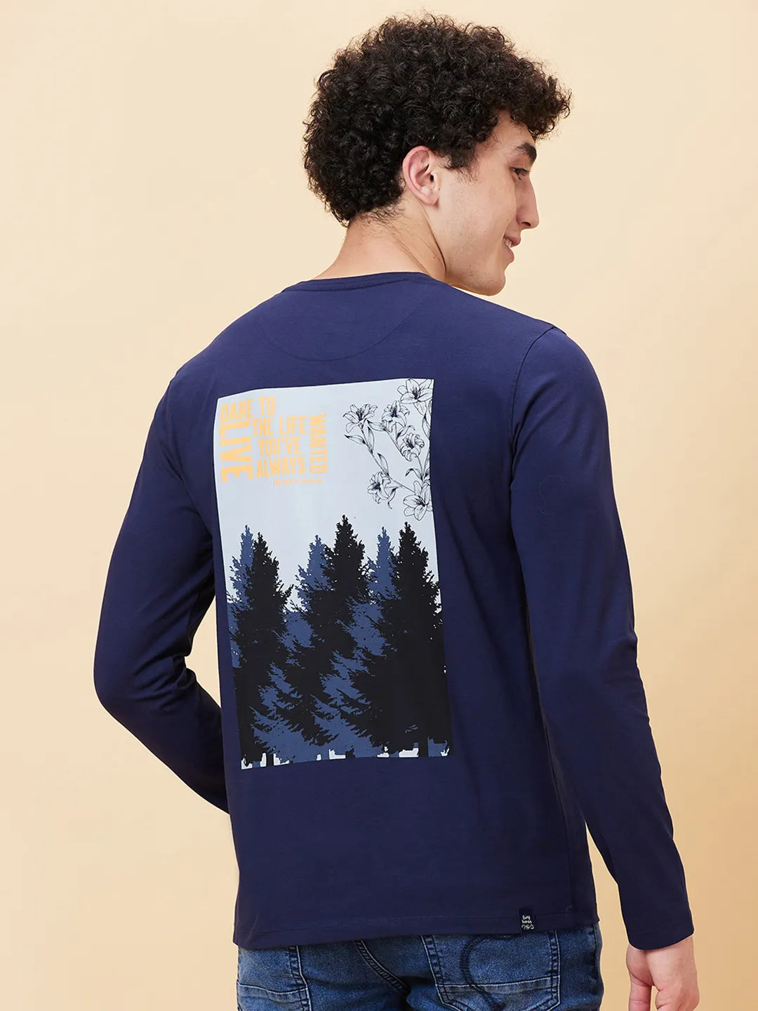 Navy Regular Fit Round Neck Men's T-Shirt by Being Human Clothing