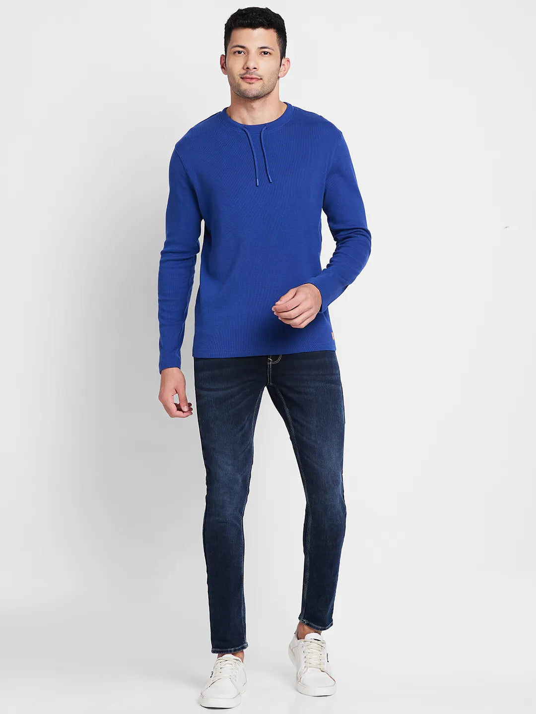 Navy Regular Fit Round Neck Men's T-Shirt by Being Human Clothing