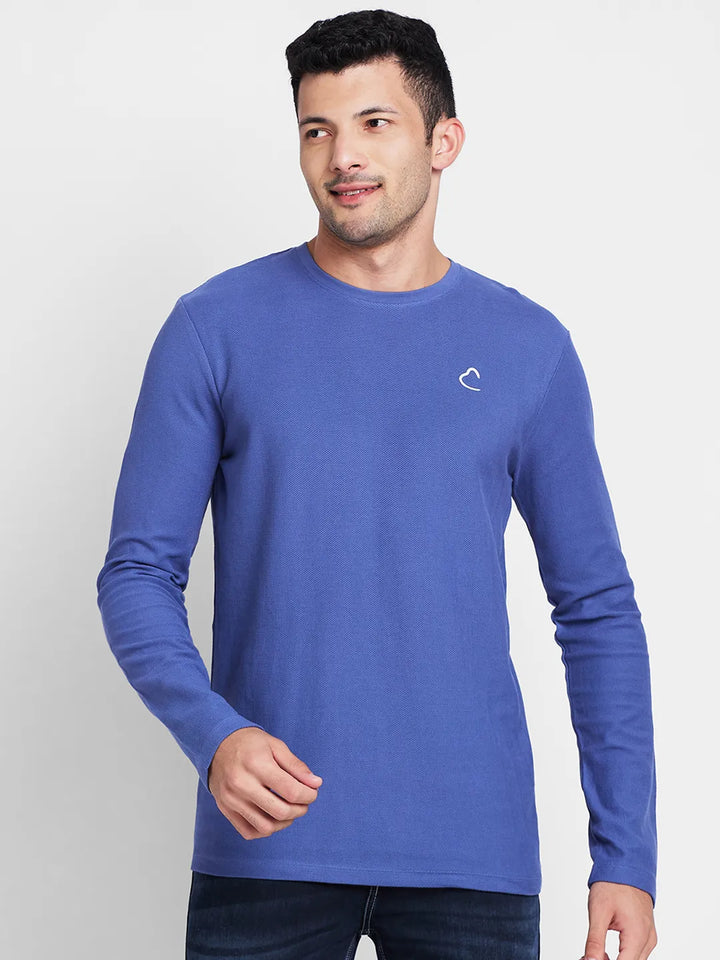 Navy Regular Fit Round Neck Men's T-Shirt by Being Human Clothing