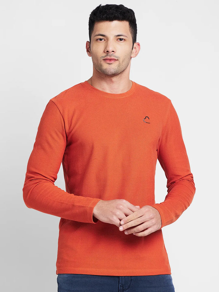 Rust Regular Fit Round Neck Men's T-Shirt by Being Human Clothing