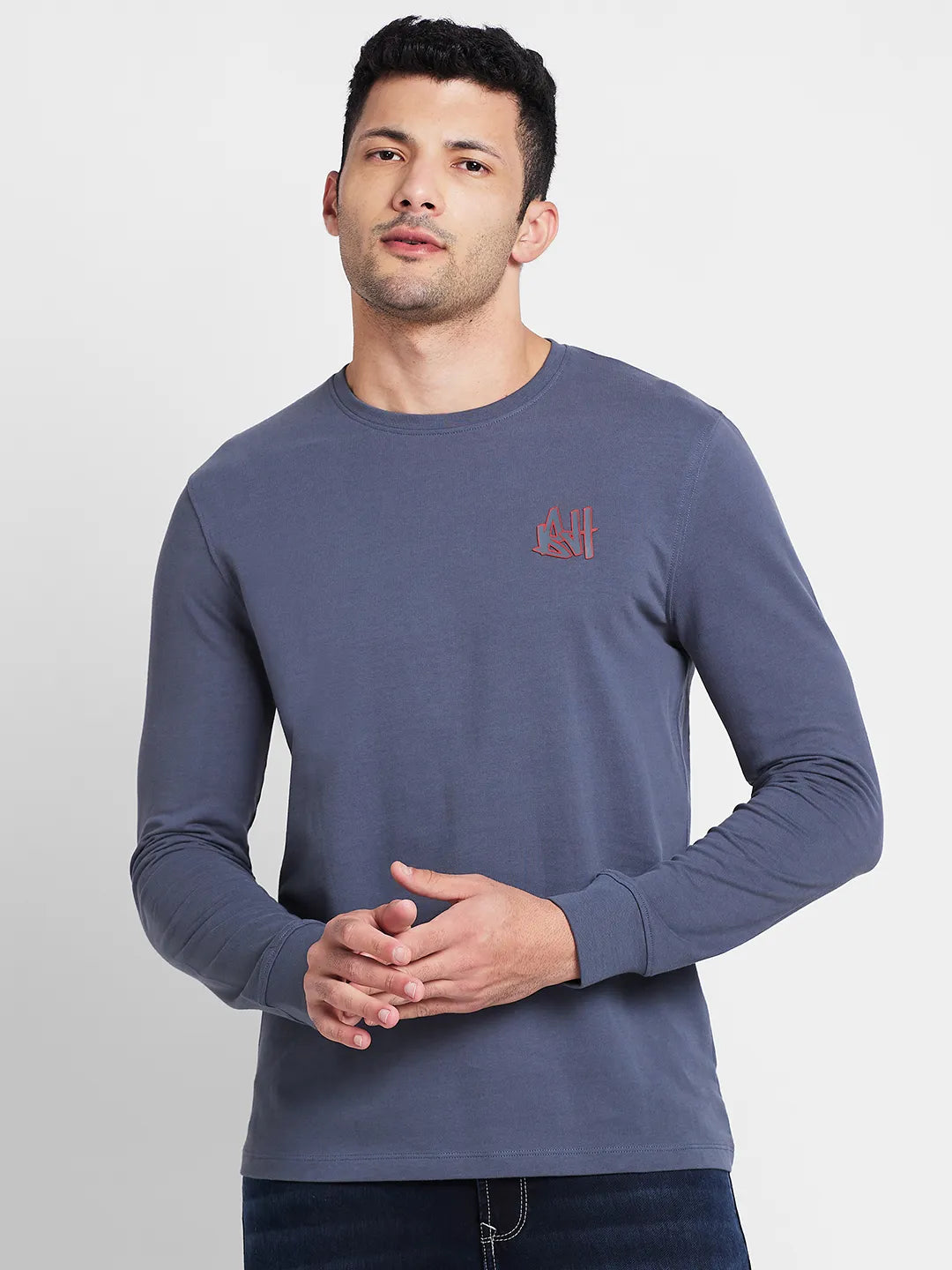 Slate Grey Regular Fit Round Neck Men's T-Shirt by Being Human Clothing