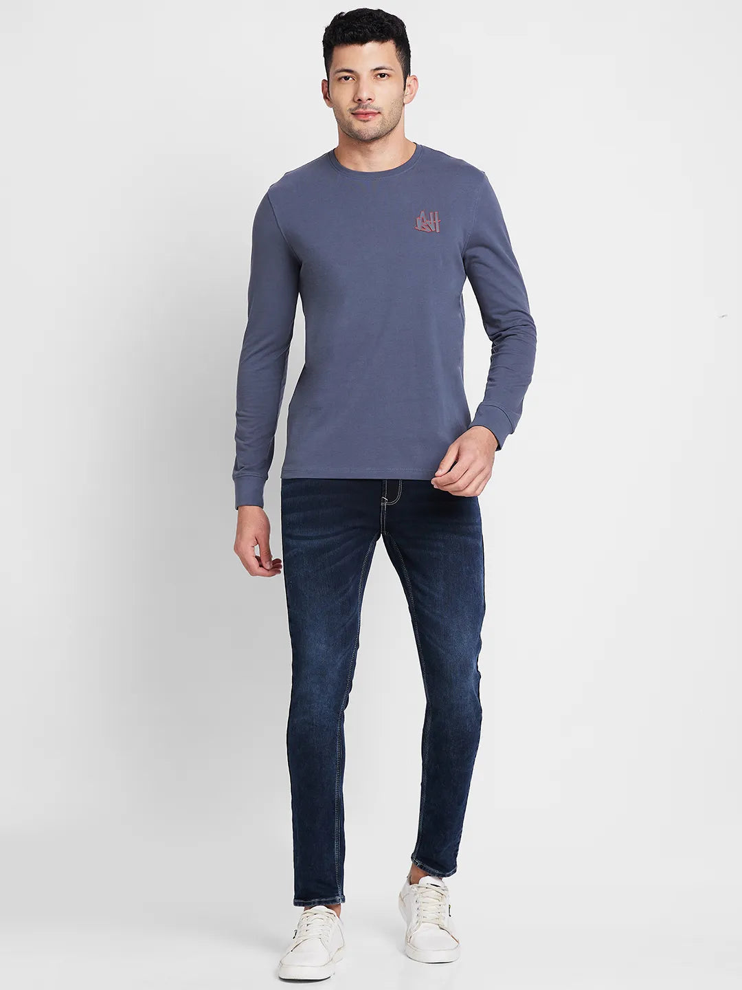 Slate Grey Regular Fit Round Neck Men's T-Shirt by Being Human Clothing