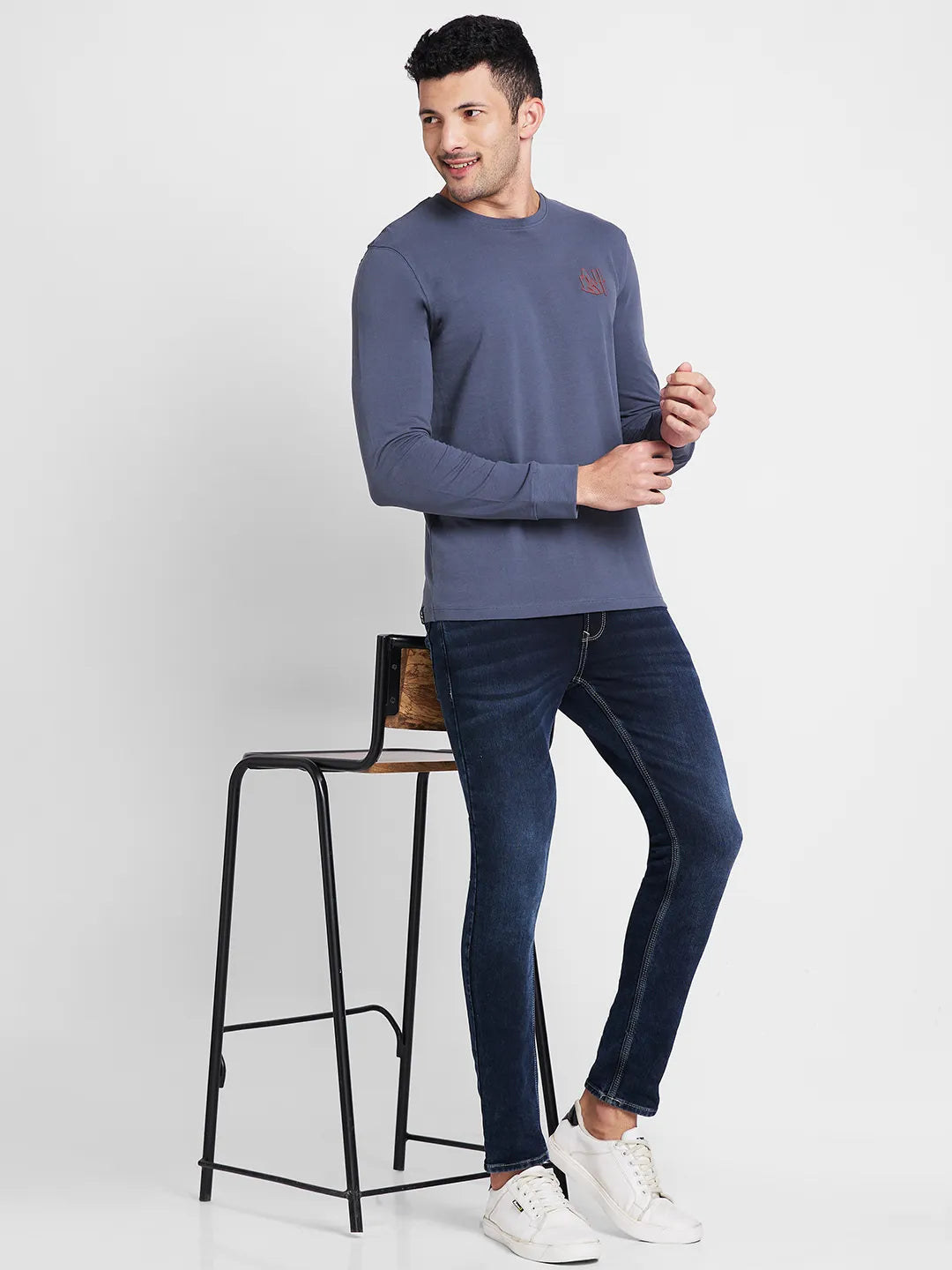 Slate Grey Regular Fit Round Neck Men's T-Shirt by Being Human Clothing