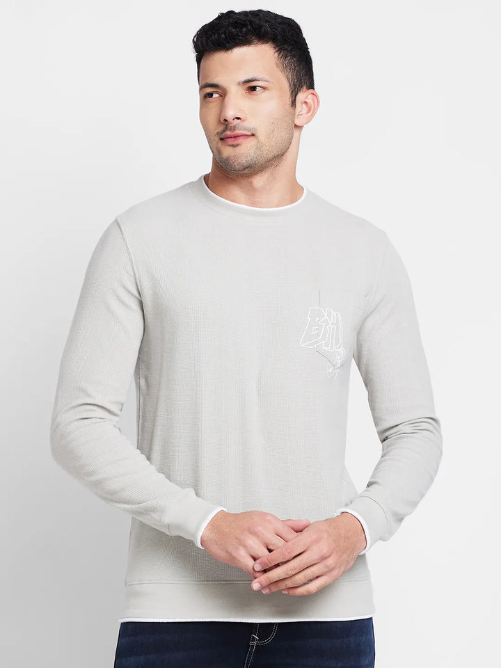 Grey Regular Fit Men's Long Sleeves T-Shirt by Being Human Clothing