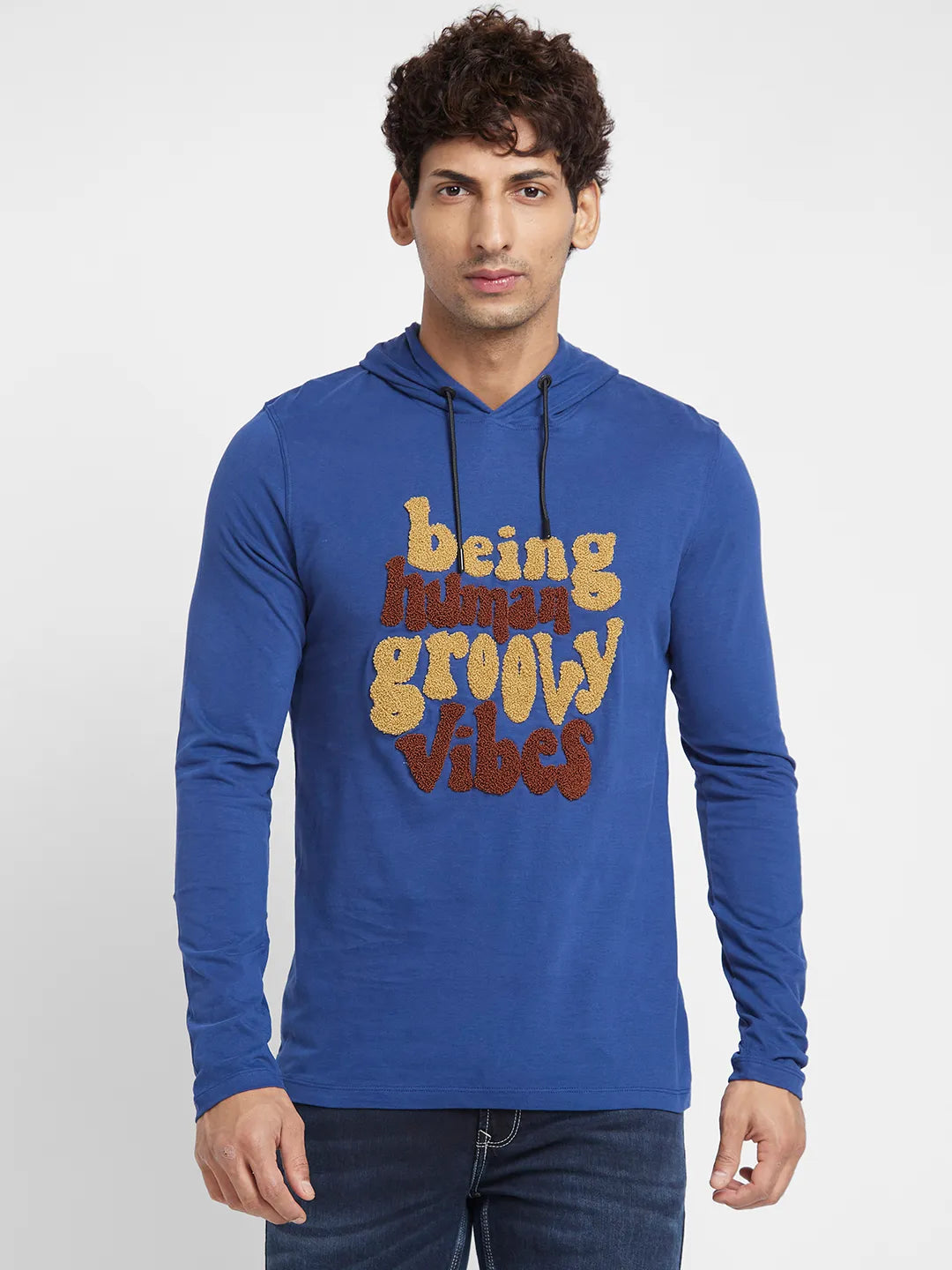 Navy Regular Fit Hooded Neck Men's T-Shirt by Being Human Clothing