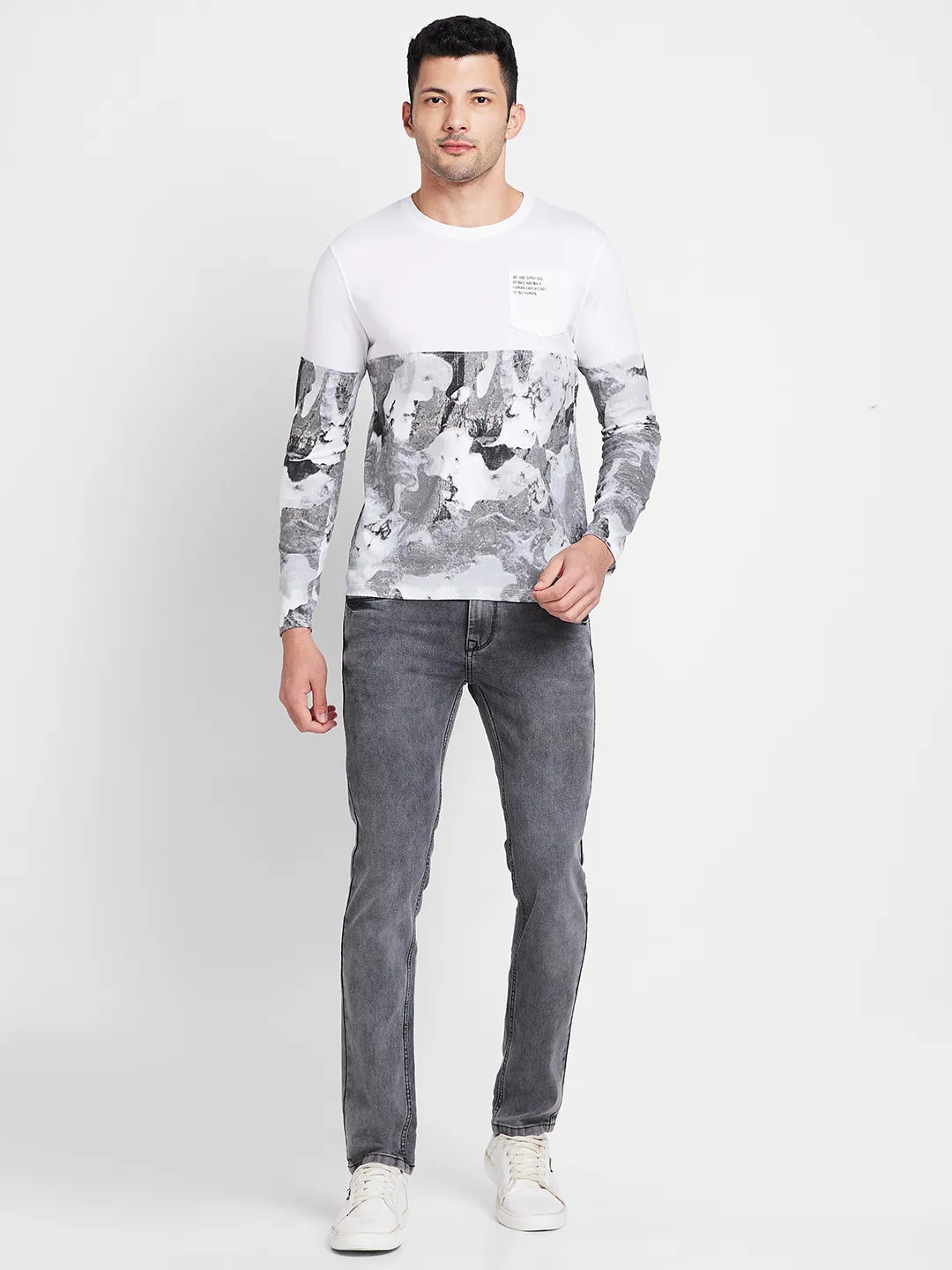 White Regular Fit Round Neck Men's T-Shirt by Being Human Clothing