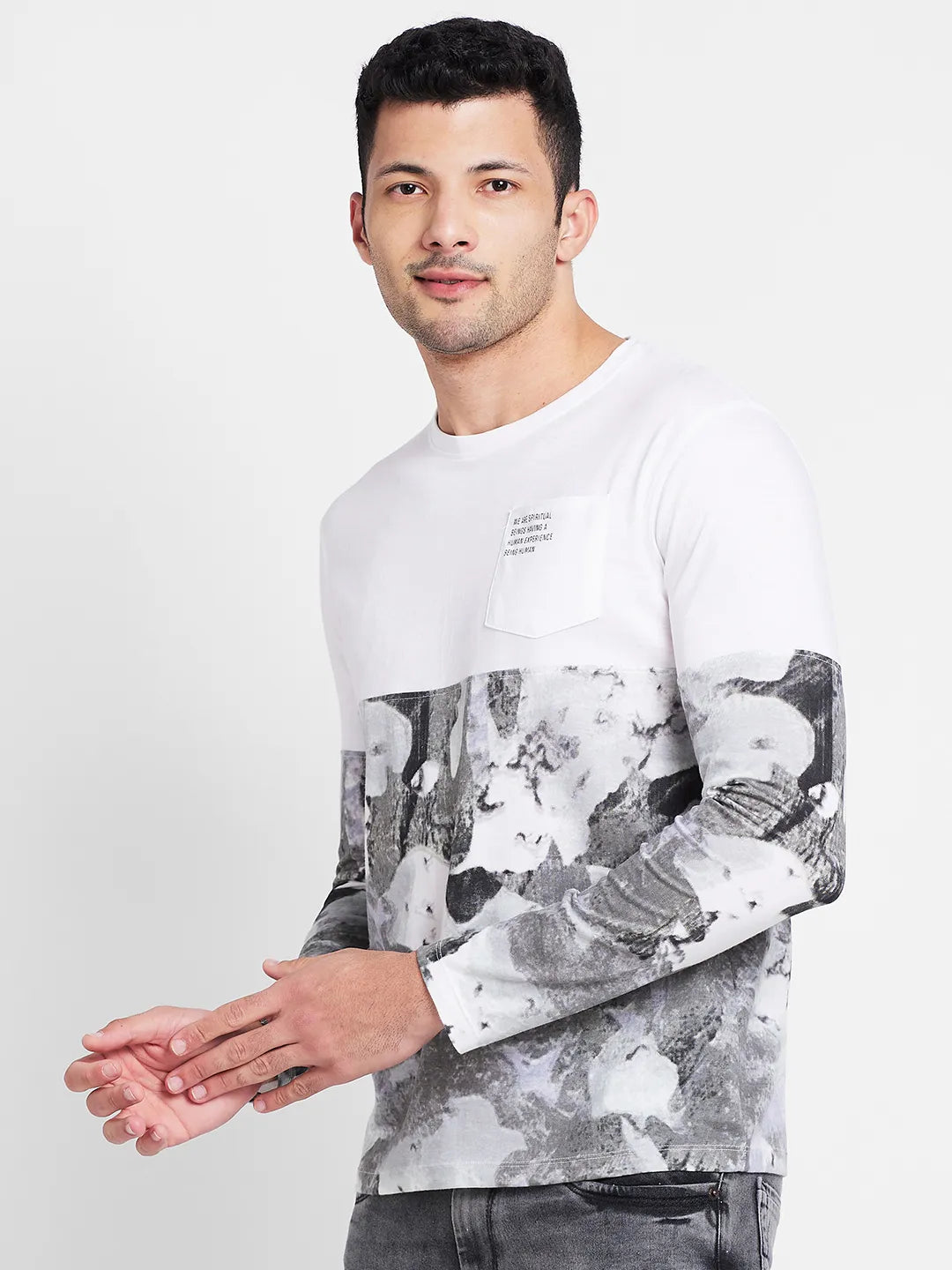White Regular Fit Round Neck Men's T-Shirt by Being Human Clothing