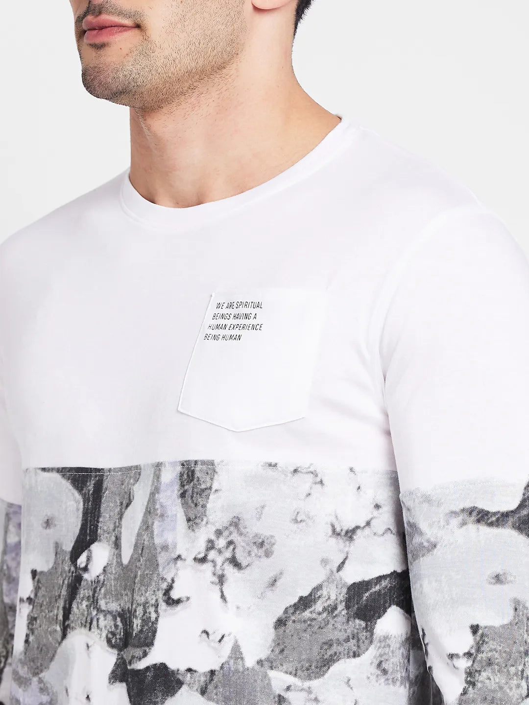 White Regular Fit Round Neck Men's T-Shirt by Being Human Clothing