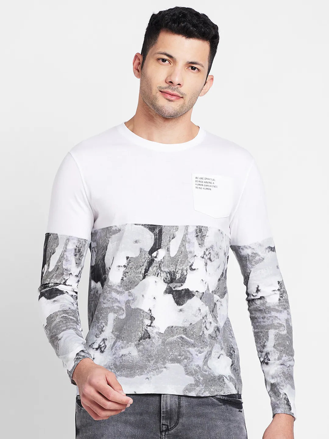 White Regular Fit Round Neck Men's T-Shirt by Being Human Clothing