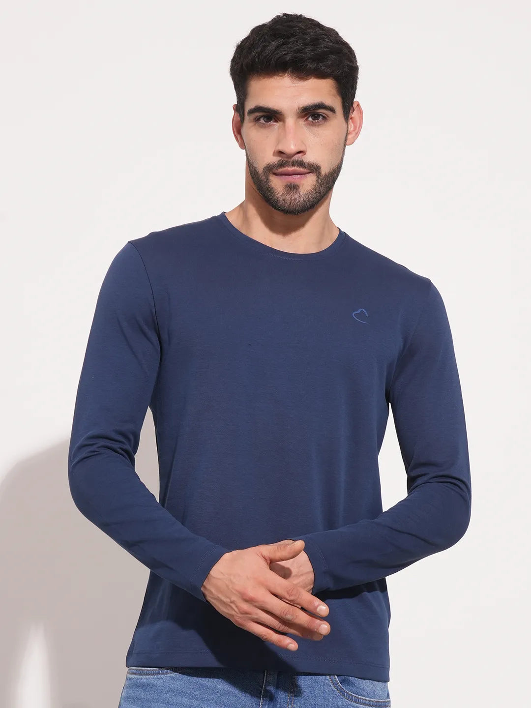 Navy Regular Fit Round Neck Men's T-Shirt by Being Human Clothing