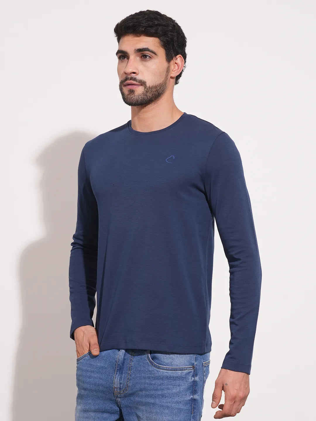 Navy Regular Fit Round Neck Men's T-Shirt by Being Human Clothing