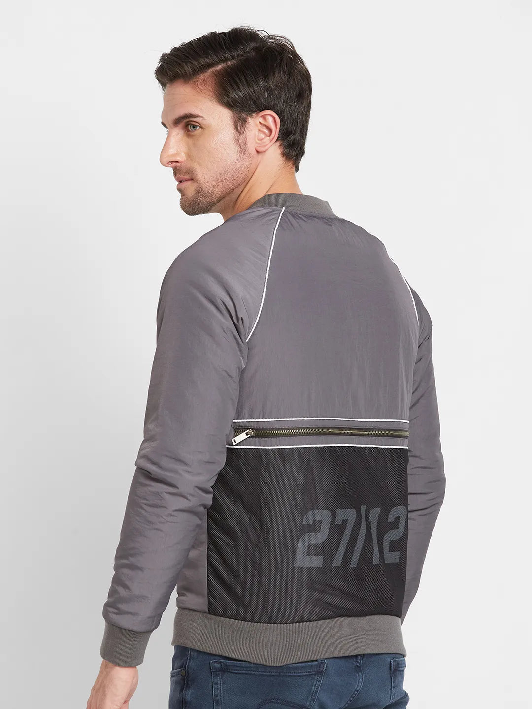 Grey Regular Fit Men's Long Sleeves T-Shirt by Being Human Clothing