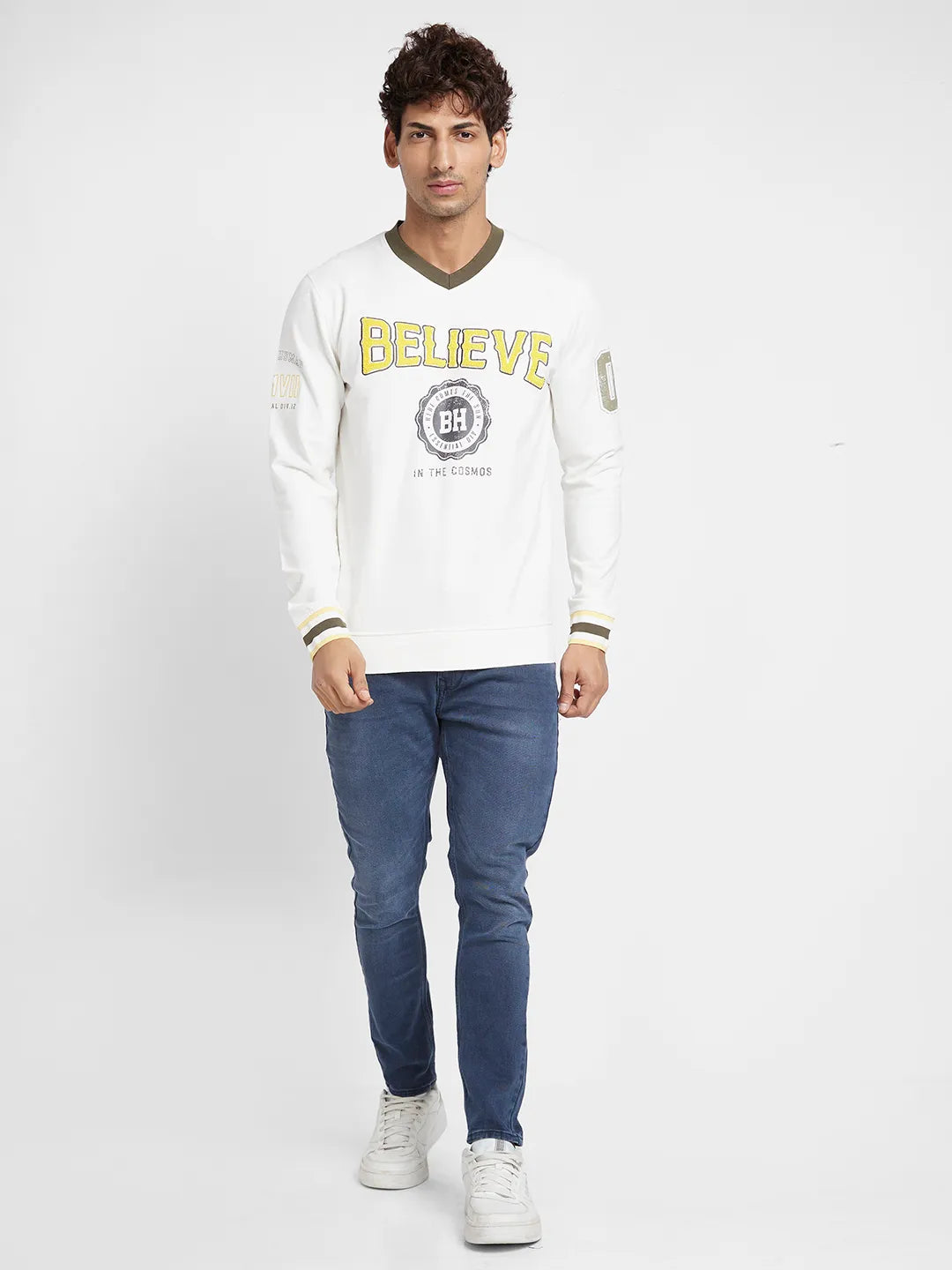 Men T-Shirts-Navy And White by Being Human Clothing