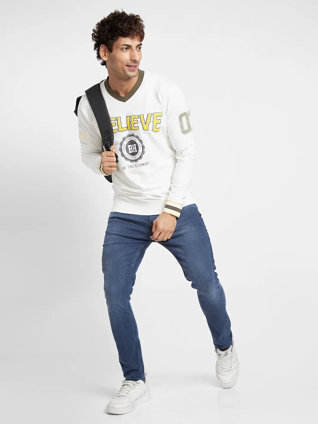 Men T-Shirts-Navy And White by Being Human Clothing