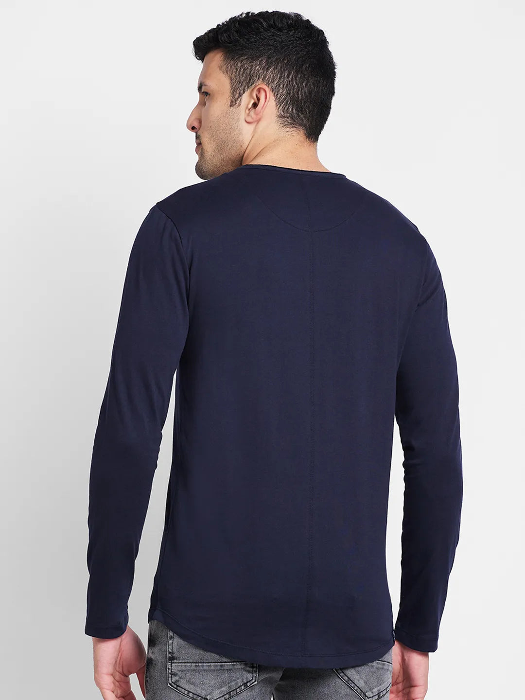 Being Human Clothing Men Regular Fit Crew Neck T-Shirts-Navy