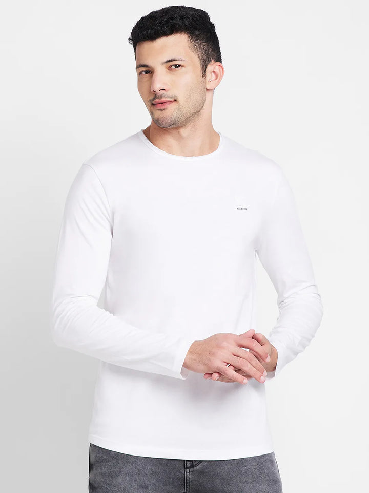 White Regular Fit Round Neck Men's T-Shirt