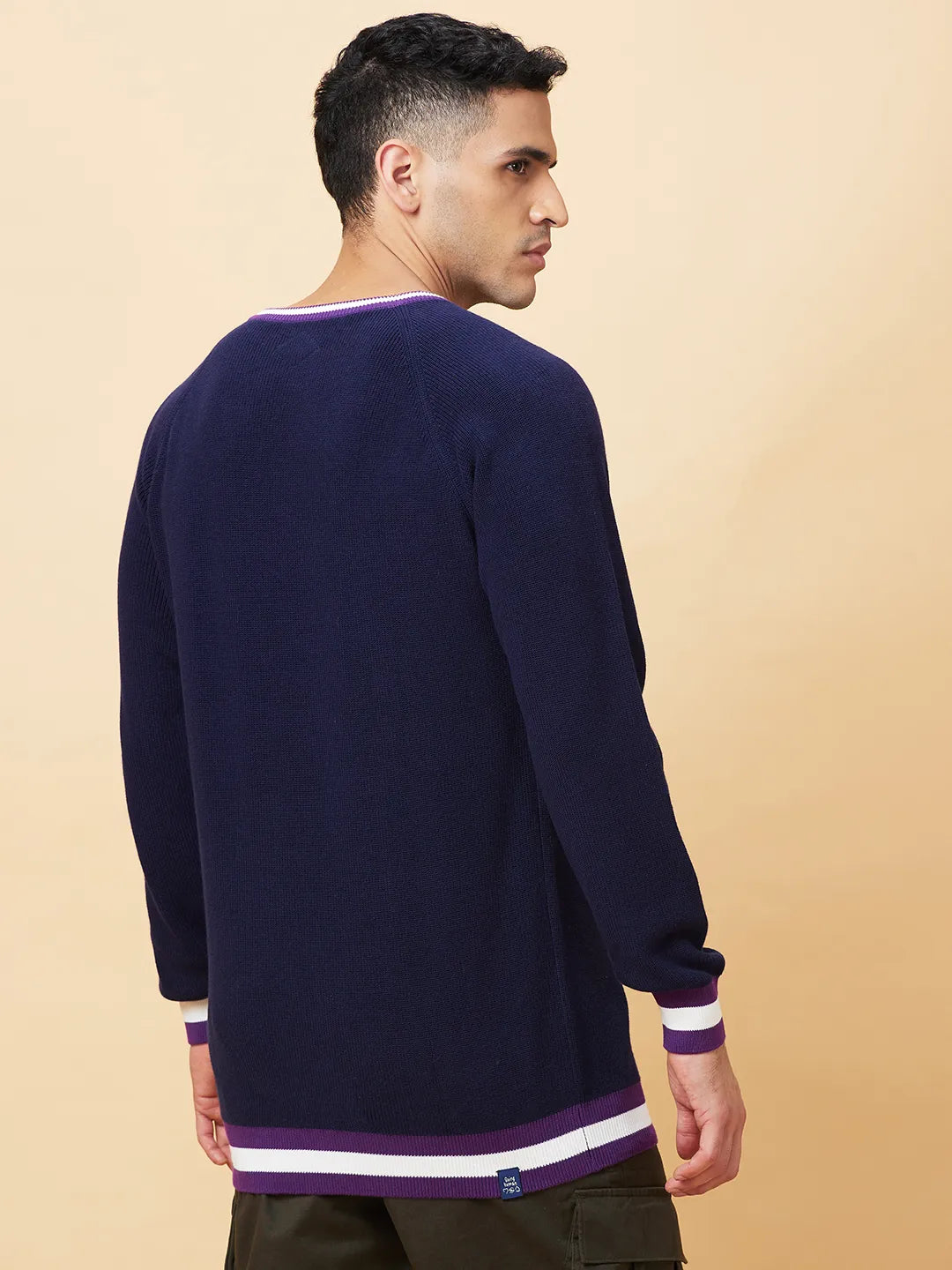 Navy Regular Fit Round Neck Men's T-Shirt by Being Human Clothing